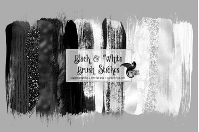 Black and White Brush Strokes Clipart