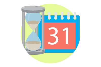 Time managment hourglass and calendar