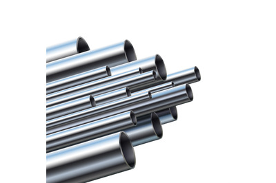 Industrial different diameter metal pipes. Aluminum or steel pipe&2C; glo