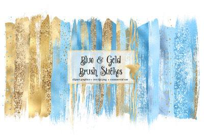 Blue and Gold Brush Strokes