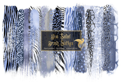 Blue Safari Brush Strokes Clipart