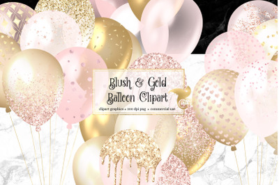 Blush and Gold Balloons Clipart