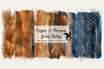 Copper and Prussian Brush Strokes