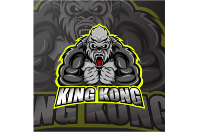 King kong esport logo mascot design