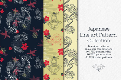 Line art Japanese Pattern Collection