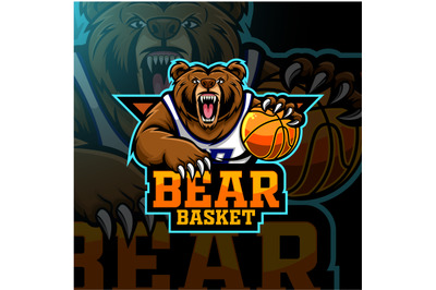 Bear basketball player mascot logo design