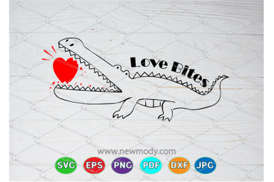 Love Bites SVG -  Crocodile Valentine SVG