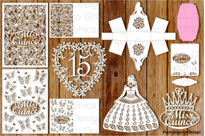 Quinceanera Set SVG files for Silhouette Cameo and Cricut.