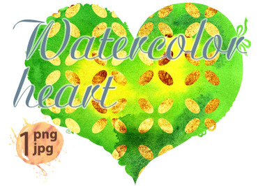 watercolor light green heart with a lace edge