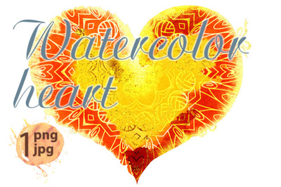 watercolor yellow heart with a lace edge