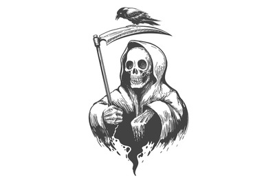 Death with Scythe and Crow