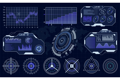 Futuristic hud interface. Technological hud hologram, loading diagnost