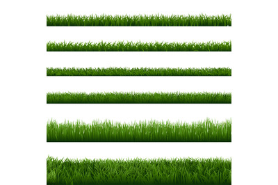 Realistic grass borders. Green garden herb plants, landscape fresh law