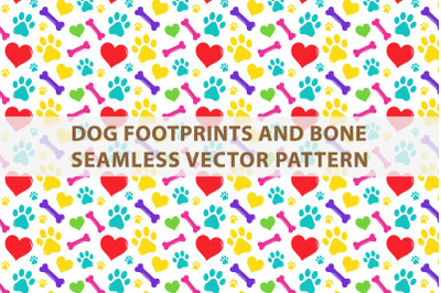 Dog Footprints and bone Seamless Vector Pattern