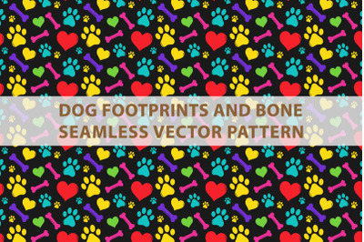 Dog Footprints and bone Seamless Vector Pattern