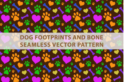 Dog Footprints and bone Seamless Vector Pattern