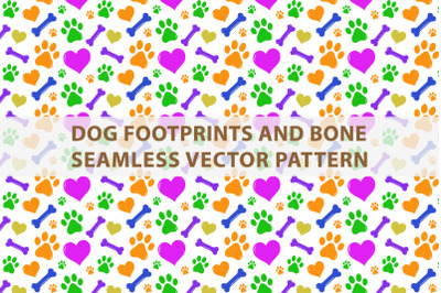 Dog Footprints and bone Seamless Vector Pattern