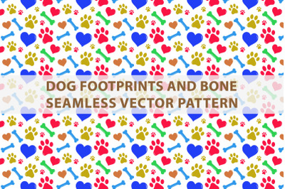 Dog Footprints and bone Seamless Vector Pattern