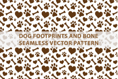 Dog Footprints and bone Seamless Vector Pattern