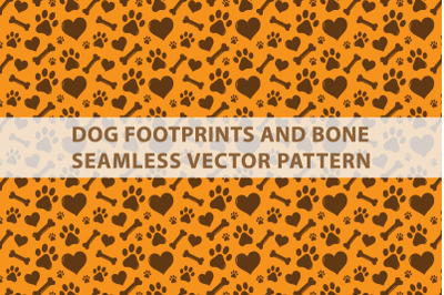 Dog Footprints and bone Seamless Vector Pattern