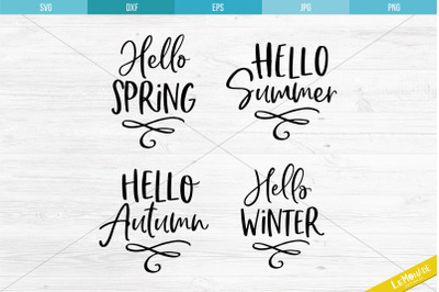 Hello Seasons Cutting File, 4 in 1 SVG, SVG Season Set