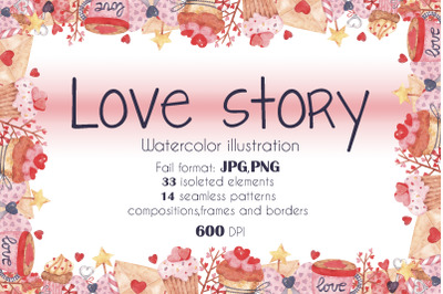 Love Story watercolor set