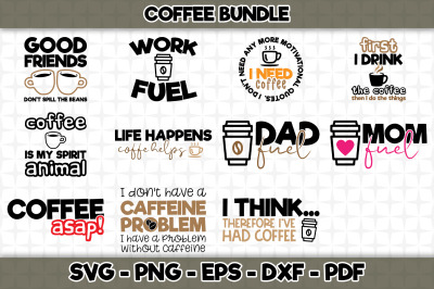 Coffee SVG Bundle - 11 Designs Included - SVG Cut Files
