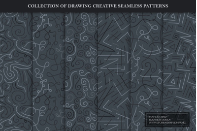 Dark drawing seamless patterns