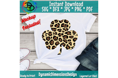 Shamrock svg, Leopard shamrock svg, St Patrick&#039;s Day svg, leopard clov