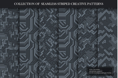 Dark striped seamless patterns