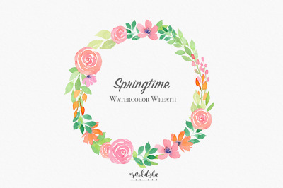 Springtime Watercolor Wreath