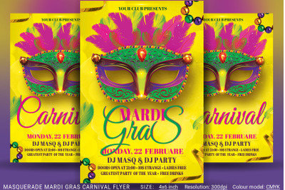 Masquerade Mardi Gras Carnival Flyer