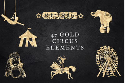 Circus clipart, Gold Foil circus elements, Gold circus tents