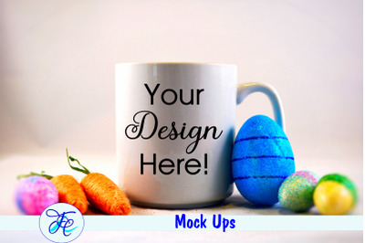 Easter Cup Mock Up With Blue Egg