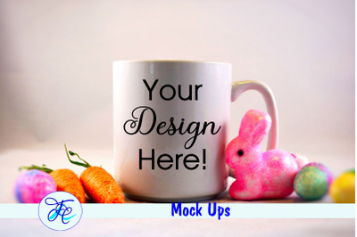 Easter Cup Mock Up With Pink Bunny