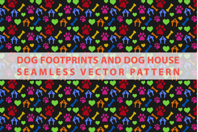 Dog Footprints and Dog House Seamless Vector Pattern