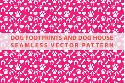 Dog Footprints and Dog House Seamless Vector Pattern