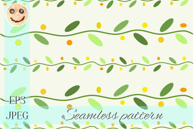 Green stems the white vector seamless pattern