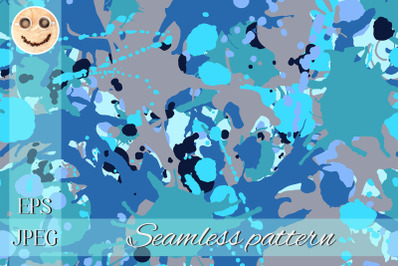 Turquoise, brown, blue, black camouflage seamless pattern