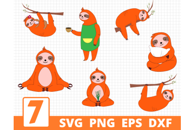 Sloth SVG BUNDLE | Lazy sloth bear vector | Sloth print