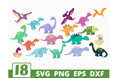 DINOSAURS SVG BUNDLE | Cartoon dinosaurs cricut | Dino clipart