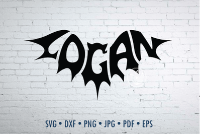 Logan Word Art in bat shape Svg Dxf Eps Png Jpg, Cut file, Typography