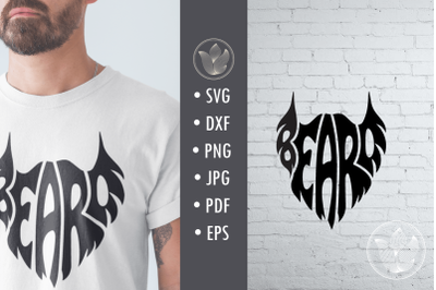 Beard word art Svg Dxf Eps Png Jpg, T-shirt Typography overlay beard