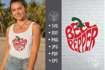 Bell pepper svg cut file, lettering design