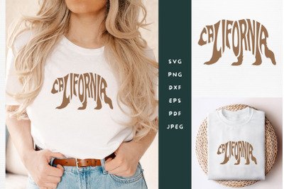 California Word Art design in bear shape SVG cut file