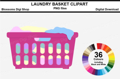Laundry Basket Sticker Clipart, 36 files, multi colours