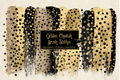 Golden Cheetah Brush Strokes Clipart