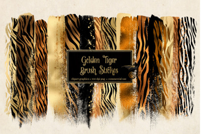 Golden Tiger Brush Strokes Clipart