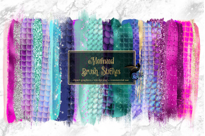 Mermaid Brush Strokes Clipart