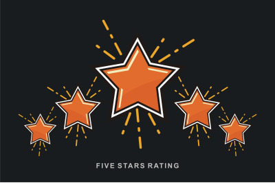 5 Star vector icon, rank, gold favorite web symbol.